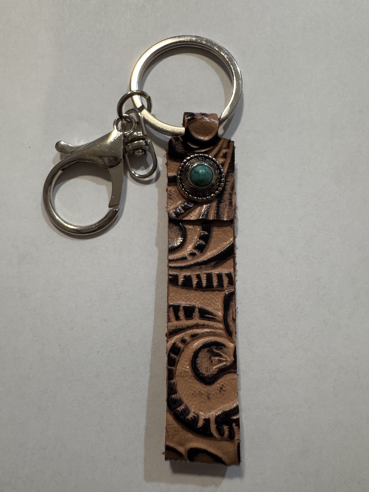 Tooled Leather Key Ring