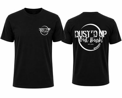 Dust'd Up Out Bush tee, black shirt with white writing