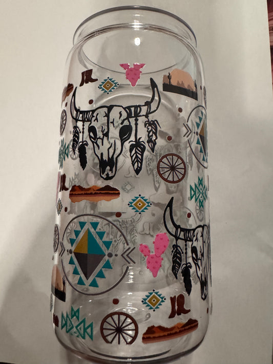 Western Clear Plastic Tumbler Cups with Lids & Straws - 16oz