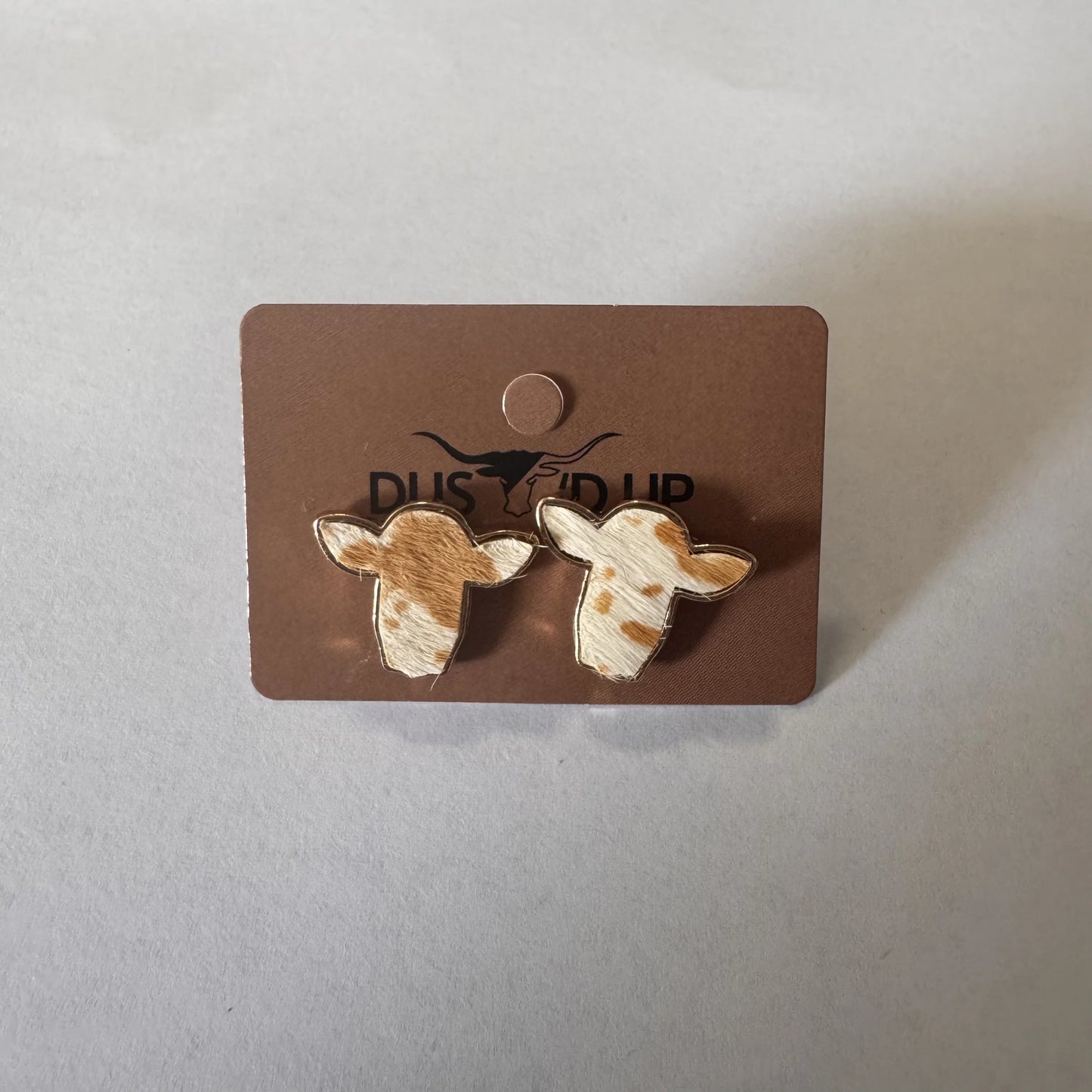 Cowhide Bull Head Stud Earrings