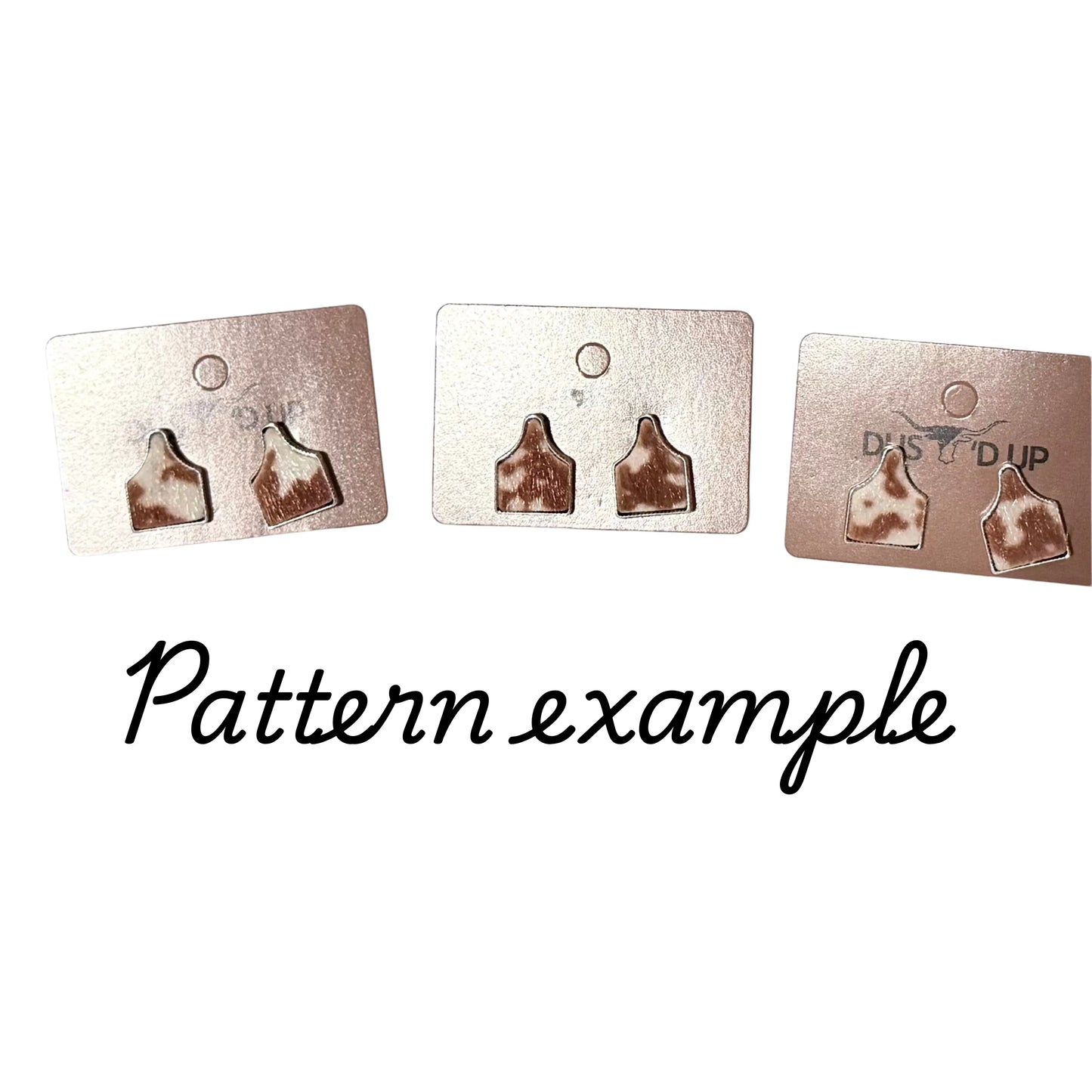 Cowhide Mini Tag Stud Earrings