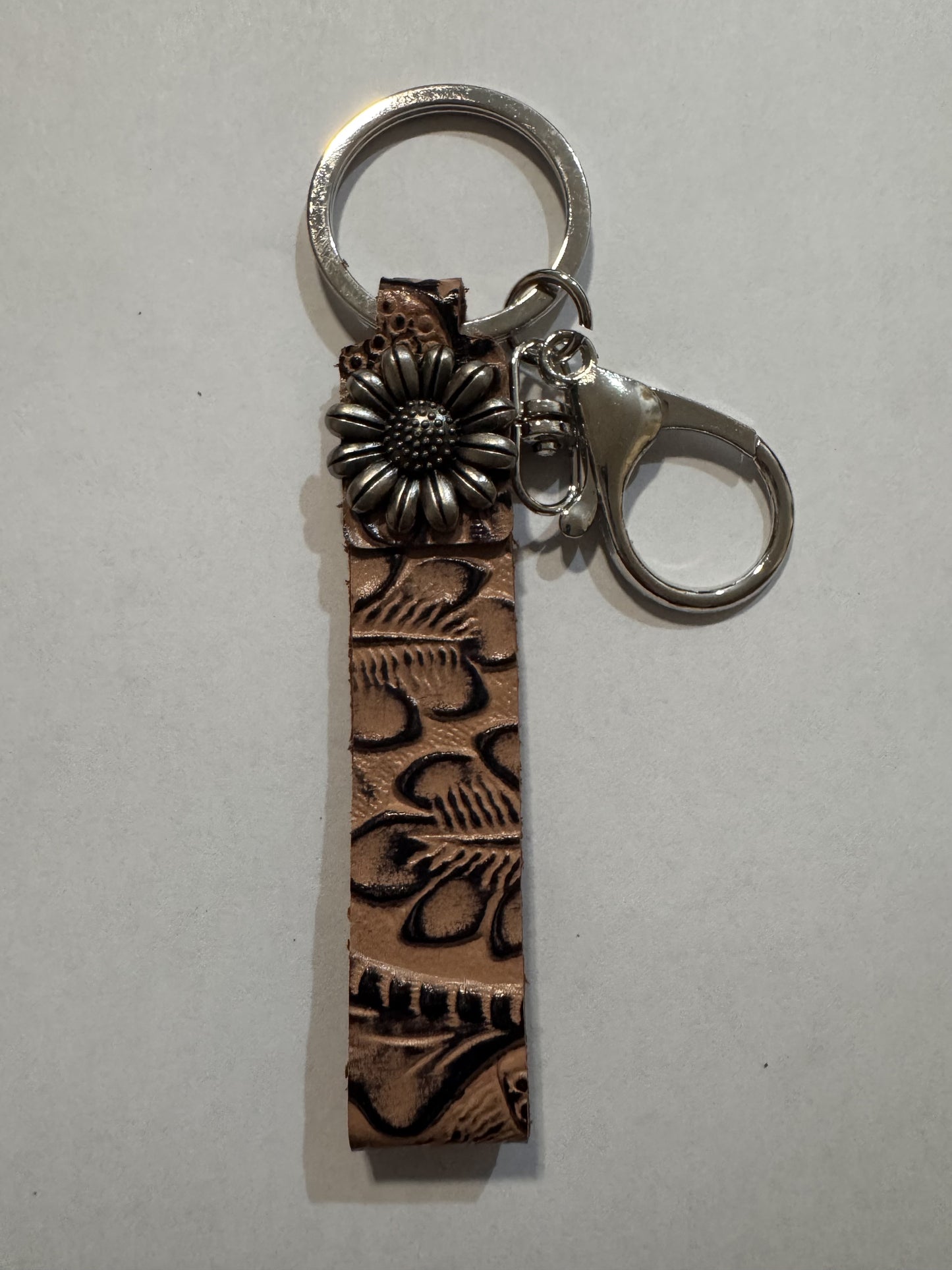 Tooled Leather Key Ring