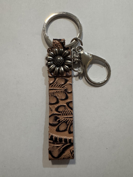 Tooled Leather Key Ring