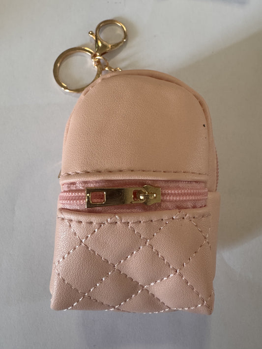 Mini backpack keychain bag in light pink